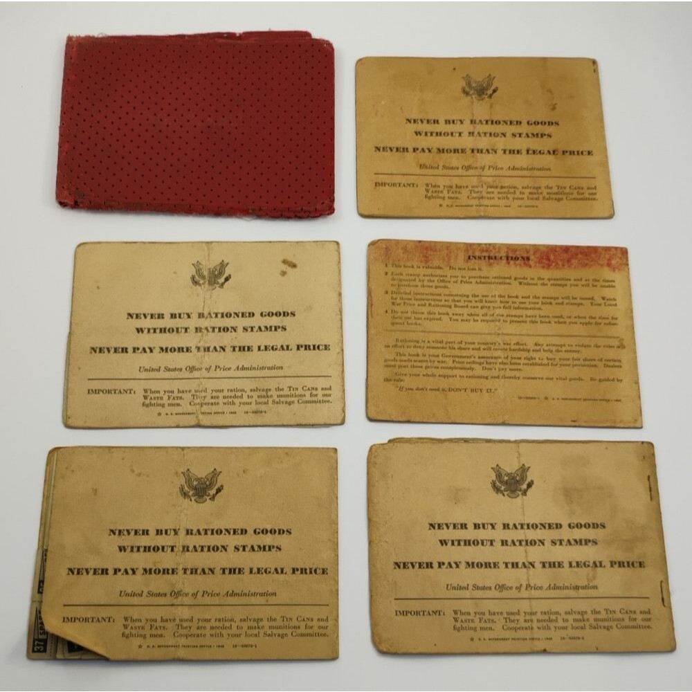 1943 Ration Stamp Books Antique Lot